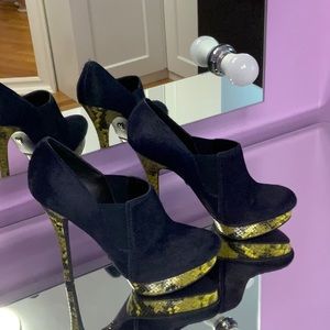 Rachel Roy Calf Hair and Snake ankle booties